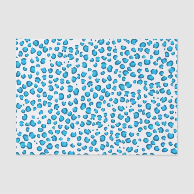 Tierisches Leopard Muster blaues Geschenk Seidenpapier (Vorderseite)