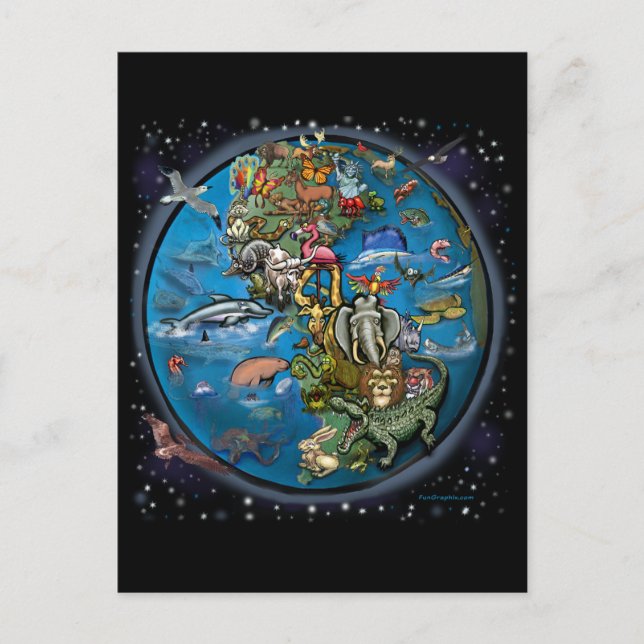 tierisches Planet Postkarte (Vorderseite)