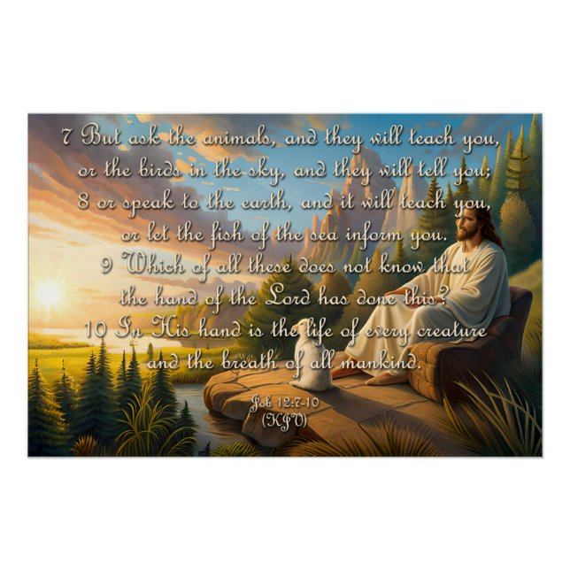 Tierisches Poster - Job 12:7-10 (Vorderseite)