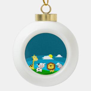 Tierkartoon Keramik Kugel-Ornament