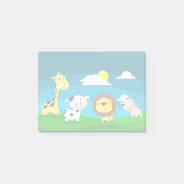 Tierkartoon Post-it Klebezettel (Vorderseite)