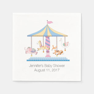 Tierkarussell-Babyparty-Papierservietten Serviette