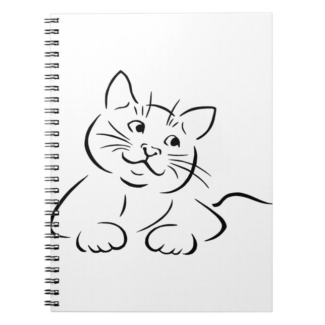 Tierkatze, die Feline Kitten Kittie Sketch Zeichne Notizblock (Vorderseite)