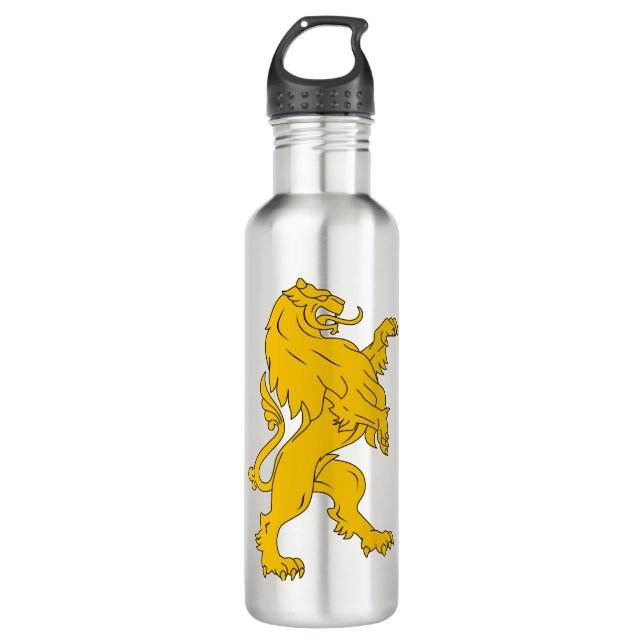 Tierkatze Heraldry Lion Mammal stilisiert Edelstahlflasche (Vorderseite)