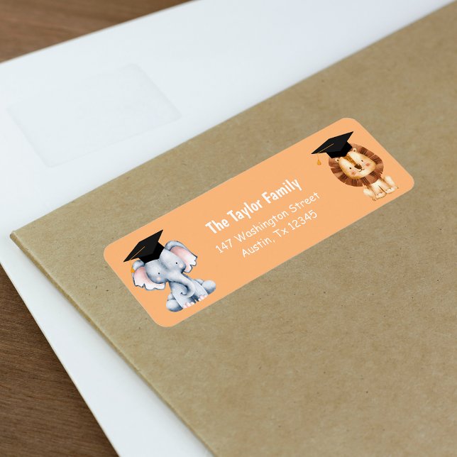 Tierkinder im Vorschulalter Abschluss Rückgabeadre (Animal Kids Preschool Graduation Return Addres Label)