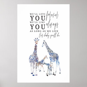 Tierkinderzimmerposter, Safari-Thema, Giraffenfami Poster
