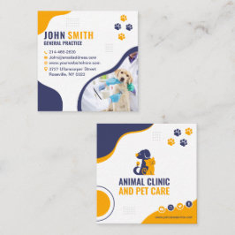 Tierklinik, Haustierpflege, Tierarzt Quadratische Visitenkarte