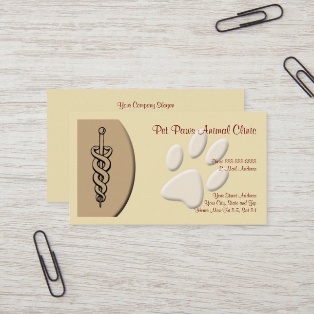 Tierklinik-Visitenkarte Visitenkarte (Vorderseite/Rückseite Beispiel)