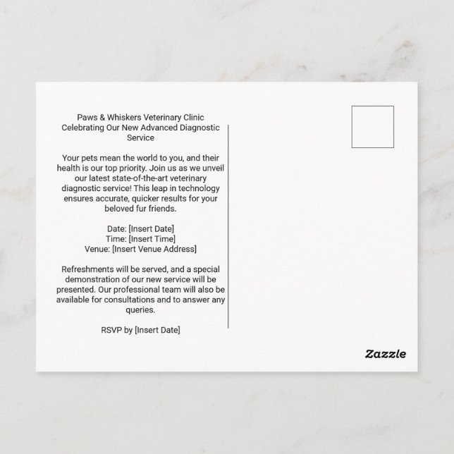 Tierklinische Doppelprofil-Katzen-Einladung Postkarte (Rückseite)