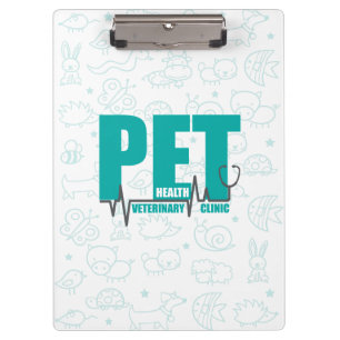 Tierklinische Logos Moderne Aquamarine Doodle Klemmbrett