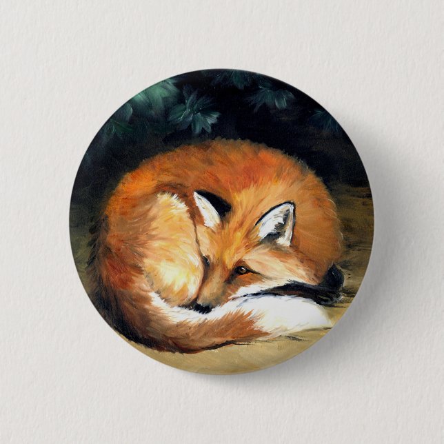 Tierknopf kunst "schläfrigen Fox" Button (Vorderseite)