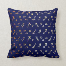 Tierkreis-Astrologe-Marine-Goldmuster-Dekor-Kissen