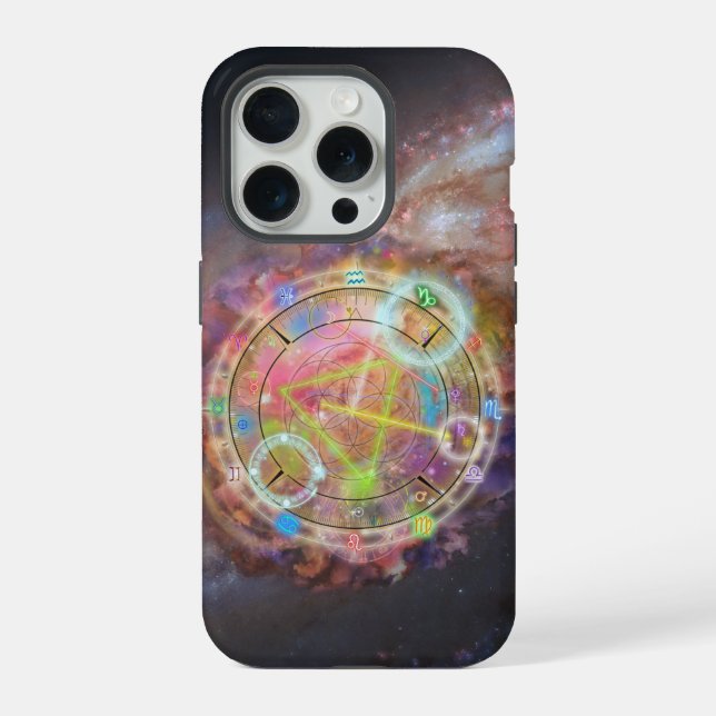 Tierkreis-Astrologie-Diagramm iPhone Hülle (Rückseite)