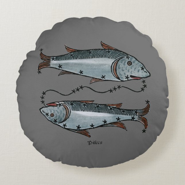 Tierkreis: Fische in der Farbe Rundes Kissen (Vorderseite)