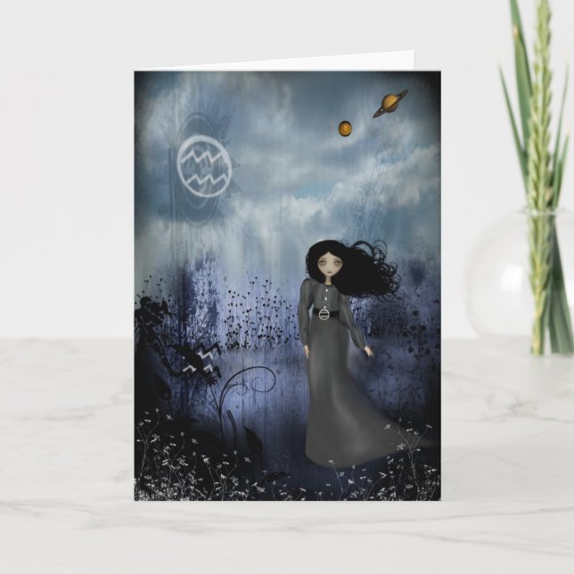 Tierkreis-Mädchen-Gruß-Karte - Wassermann Karte (Vorderseite)