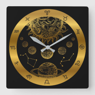 Tierkreis Quadratische Wanduhr