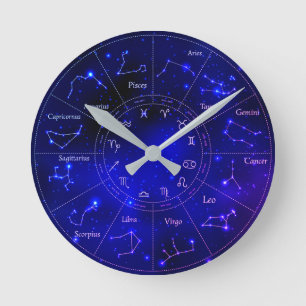 Tierkreis-Sternbilder Nachthimmel Acryl-Wanduhr Runde Wanduhr
