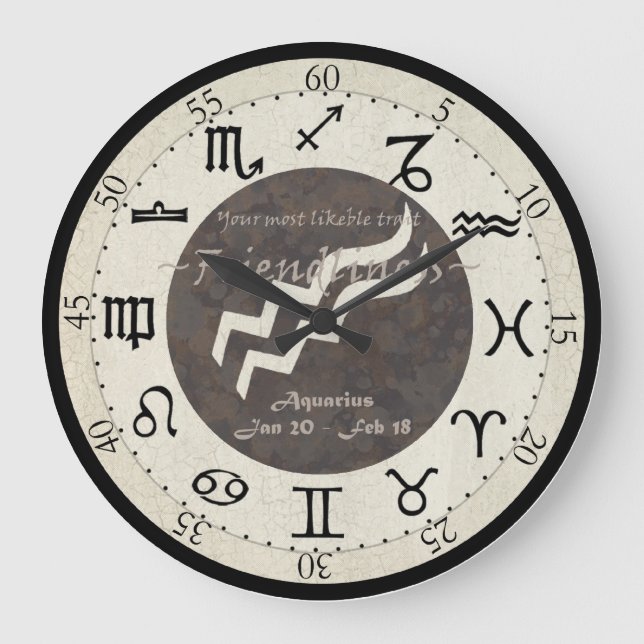 Tierkreis-Uhr - Wassermann Große Wanduhr (Vorderseite)