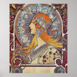 Tierkreis von Alphonse Mucha Poster