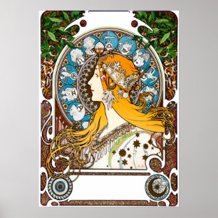 Tierkreis von Alphonse Mucha Poster