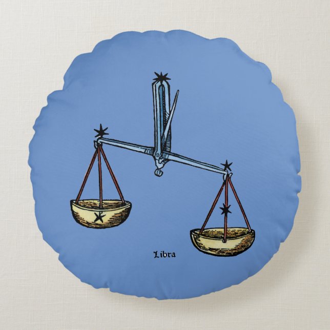 Tierkreis: Waage in der Farbe Rundes Kissen (Vorderseite)