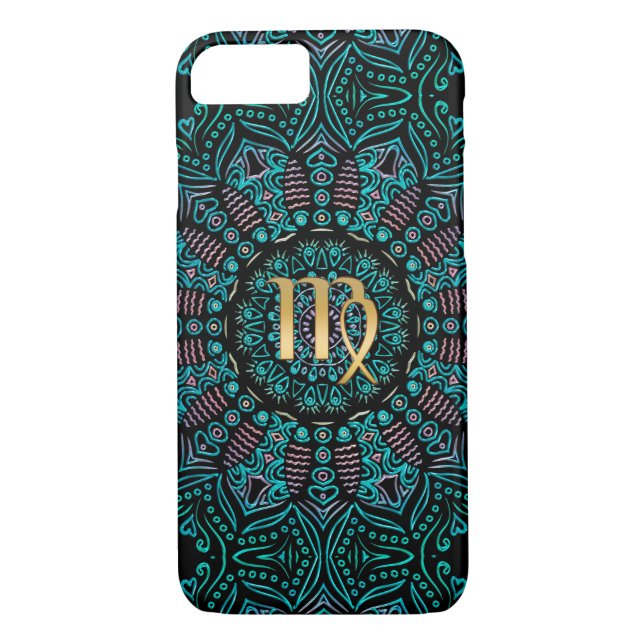 Tierkreis-Zeichen-Jungfrau-Grün-Mandala Case-Mate iPhone Hülle (Rückseite)