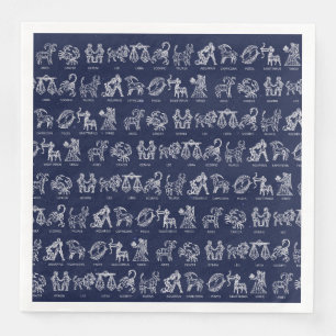 Tierkreis-Zeichen-Serviette (blau) Serviette