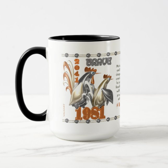 Tierkreismetallhahn mit 1981 1921 Chinesen Tasse (Links)