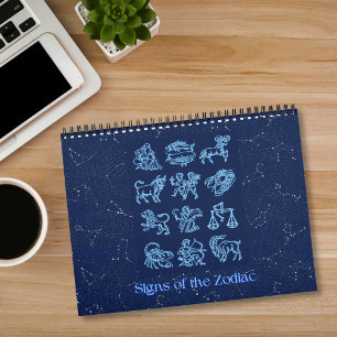 Tierkreiszeichen auf Mitternachtsblau Kalender