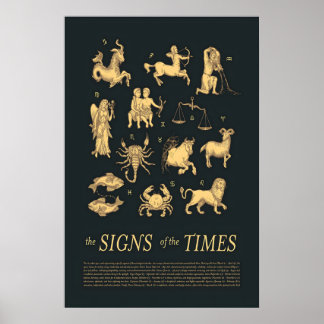 Tierkreiszeichen Gold Astrologische Symbole, Himme Poster