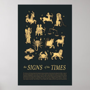 Tierkreiszeichen Gold Astrologische Symbole, Himme Poster
