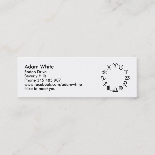 Tierkreiszeichen Mini Visitenkarte (Vorderseite)