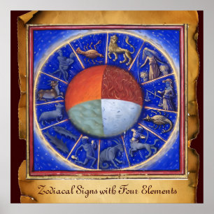 Tierkreiszeichen mit vier Elementen Astrologie-Di Poster