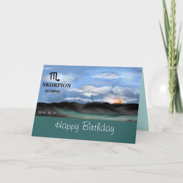 Tierkreiszeichen, SKORPION - alles Gute zum Karte (Vorderseite)