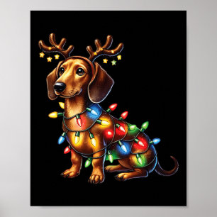 Tierliebhaber Dackel Hunde Rentier Antler C Poster