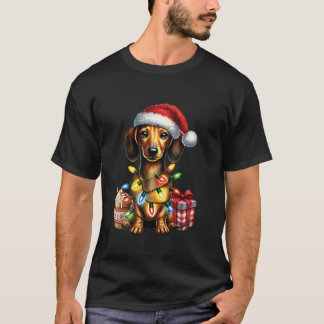 Tierliebhaber Dackel Hunde Weihnachtsmannmütze Chr T-Shirt
