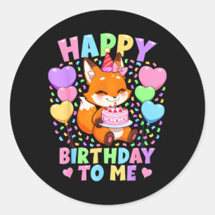 Tierliebhaber-Fuchs-Geburtstags-Shirt _ Kawaii Fuc Runder Aufkleber