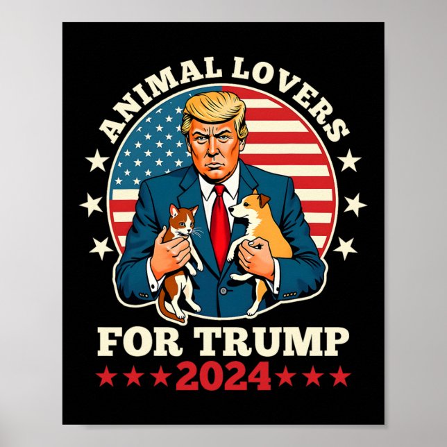 Tierliebhaber für Trump-Kampagne 2024 für Katzen u Poster (Vorne)