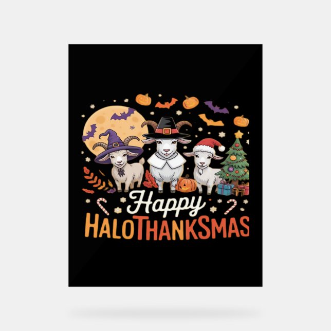 Tierliebhaber glückliche Hallothanksmas Essentia Acrylschild (Vorderseite)
