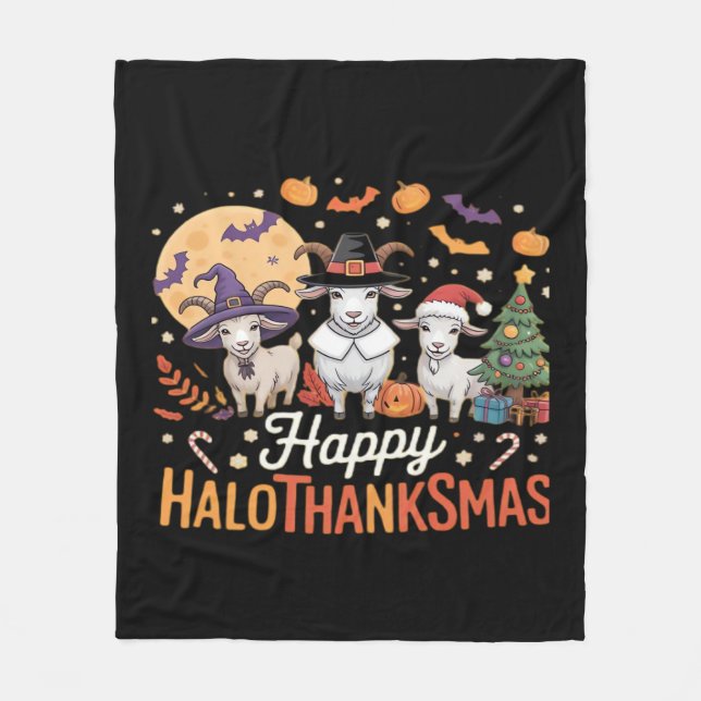 Tierliebhaber glückliche Hallothanksmas Essentia Fleecedecke (Vorderseite)