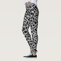 Tierliebhaber Leopard drucken Schwarz auf Grau Leggings
