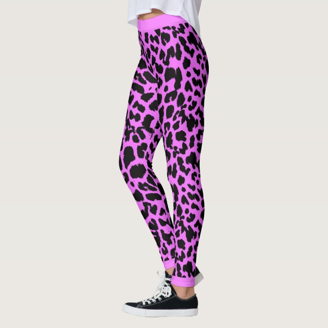 Tierliebhaber Leopard drucken schwarz auf Rosa Leggings (Links)