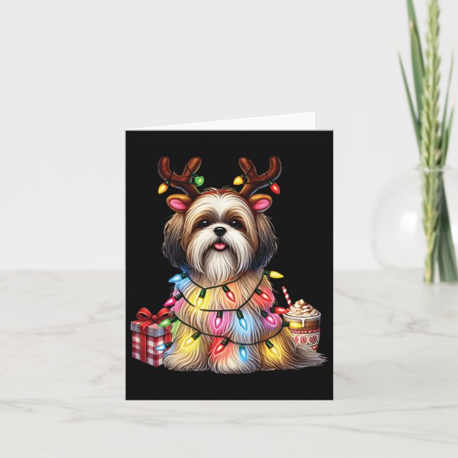 Tierliebhaber Shih Tzu Hunde Reindeer Antlers C Karte (Vorderseite)