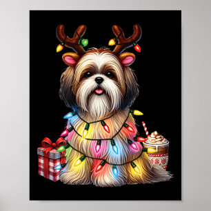 Tierliebhaber Shih Tzu Hunde Reindeer Antlers C Poster