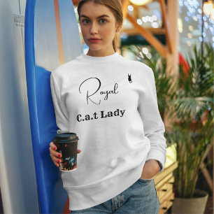Tierliebhaber Weiß und Schwarz Schrift Katze Mama Sweatshirt
