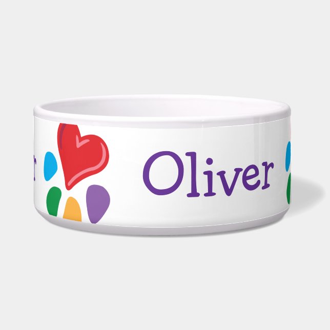 TierLover_Heart-Paw Muster personalisiert Napf (Vorderseite)