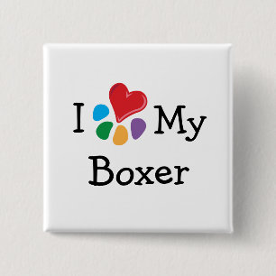 TierLover_I Herz mein Boxer Button