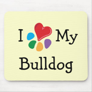 TierLover_I Herz meine Bulldogge Mousepad