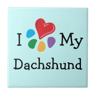 TierLover_I Herz meine Dackel Fliese