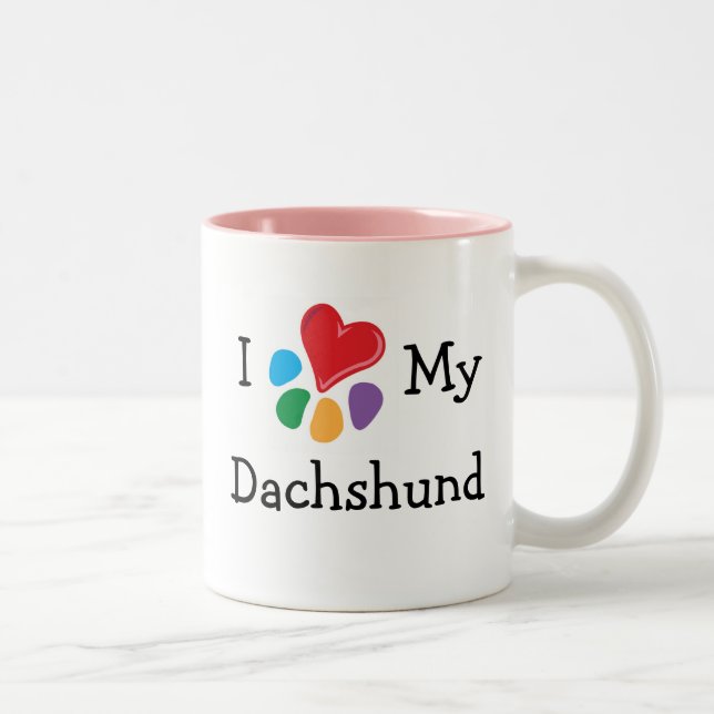 TierLover_I Herz meine Dackel Zweifarbige Tasse (Rechts)
